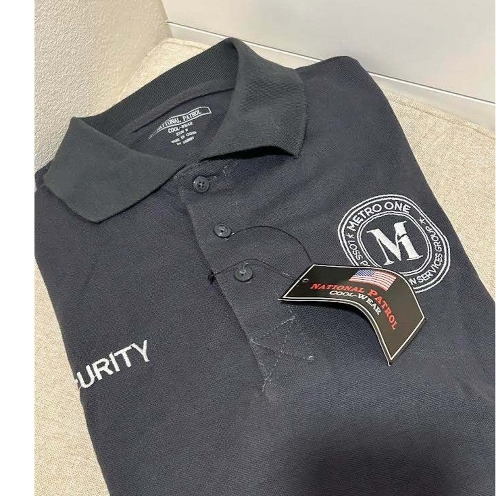 National Patrol Security Polo Shirt Mens Medium Metro One Loss Prevention Black